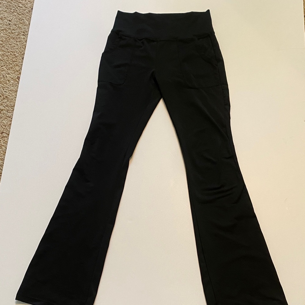 Black Flared Leggings With Crossed Top